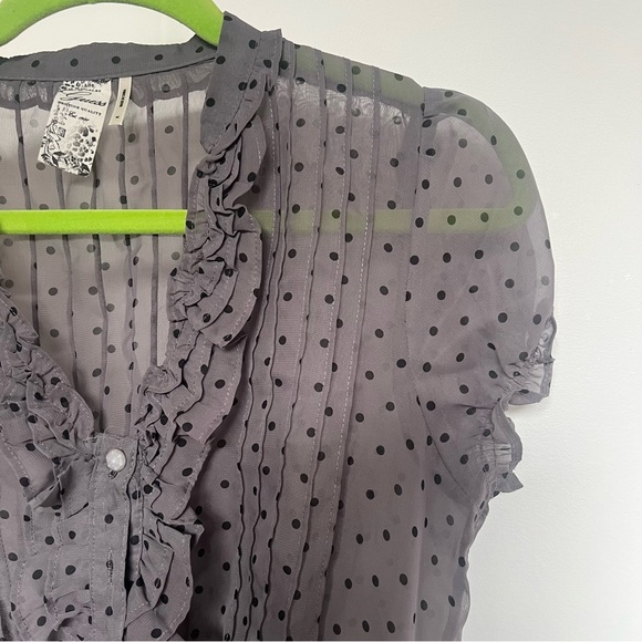 GUESS Sheer Black Polka Dot Top - Picture 3 of 9